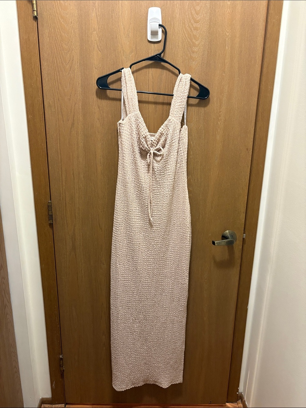 See You Monday Beige Textured Maxi Dress
